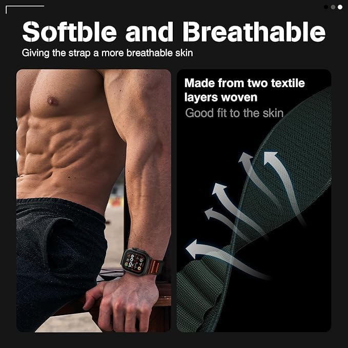 Bracelet Alpine Loop en cuir Compatible avec Apple Watch - Navorenth