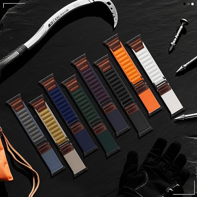 Bracelet Alpine Loop en cuir Compatible avec Apple Watch - Navorenth