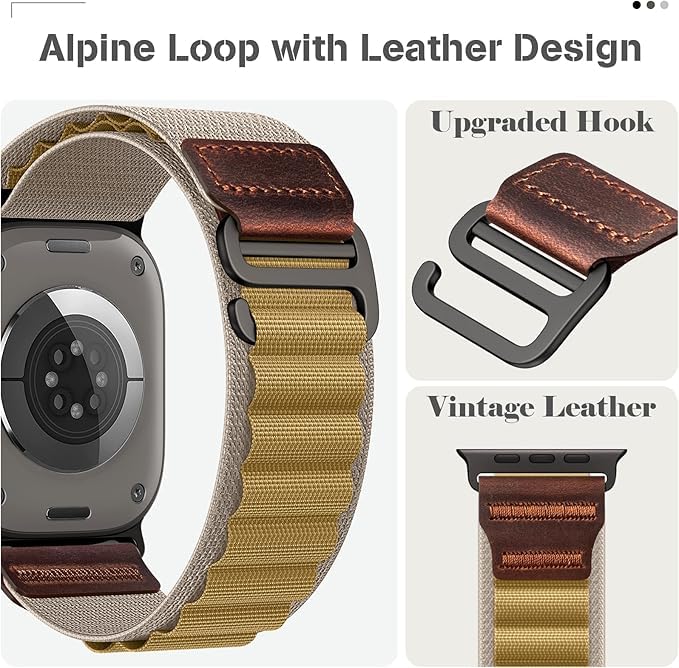 Bracelet Alpine Loop en cuir Compatible avec Apple Watch - Navorenth
