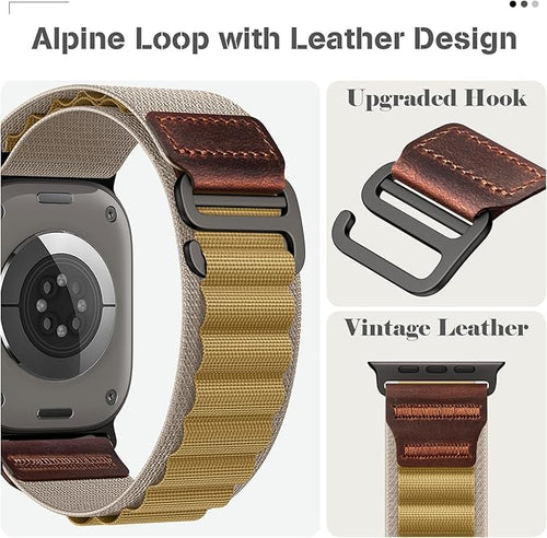 Bracelet Alpine Loop en cuir Compatible avec Apple Watch - Navorenth